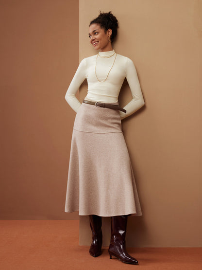 Clara - Weicher A-Linien Midirock mit hohem Bund