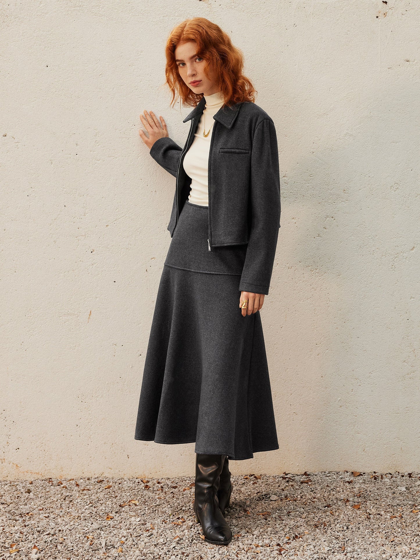 Clara - Weicher A-Linien Midirock mit hohem Bund