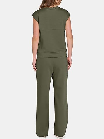 🔥Zweiteiliges Damen-Set aus einfarbigem Tanktop und weiten Hosen mit Kordelzug