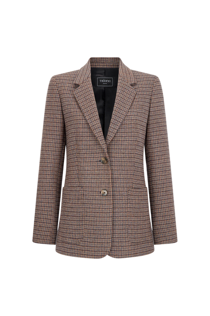 Patch Pocket Car Coat in Brown Check