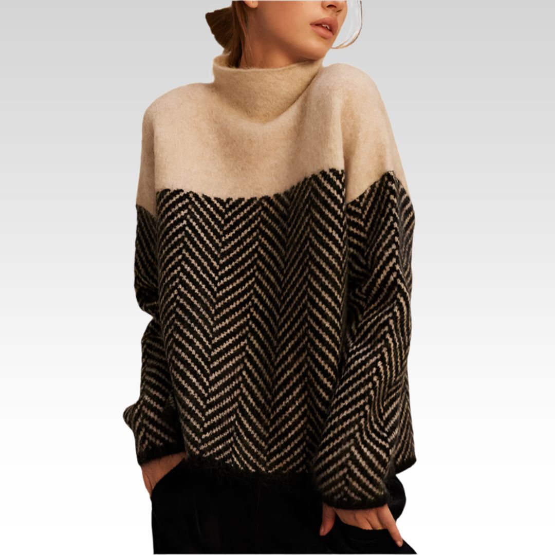 Sofia – Stylischer Strickpullover mit Kontrastmuster