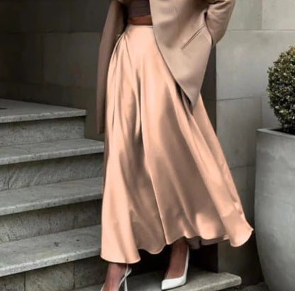 Miriam - Eleganter Satin-Midirock in Champagner