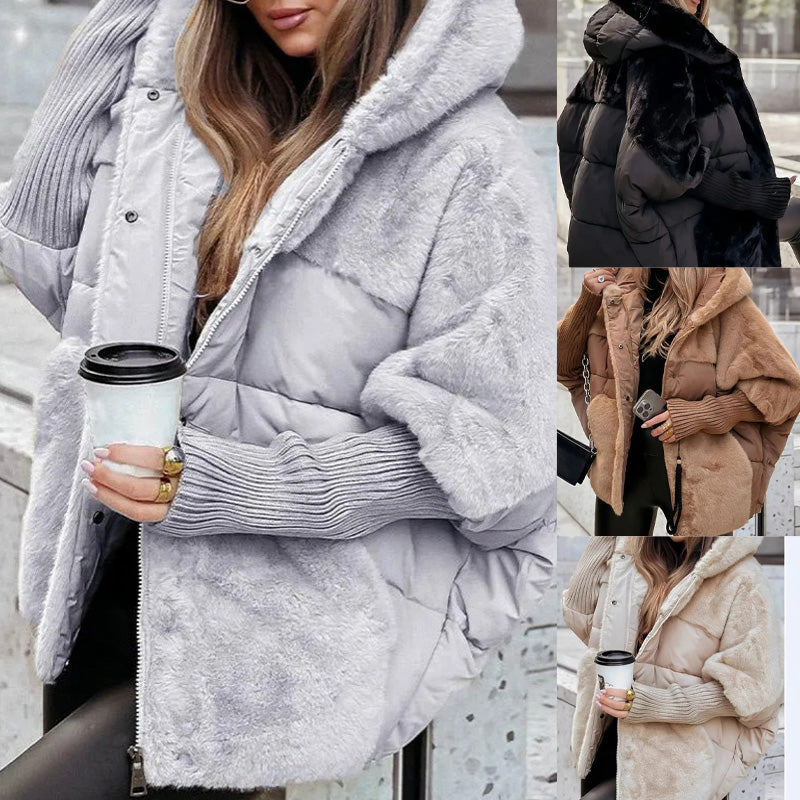 Leni - Damen Winterjacke mit Kapuze & Teddyfell-Details – Warm & Stylisch